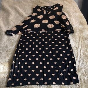 Chelsea & Theodore Black Dress with Tan Polka Dots